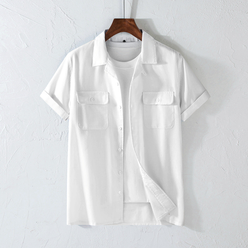 Retro Lapels Workwear Breathable Men's Shirt