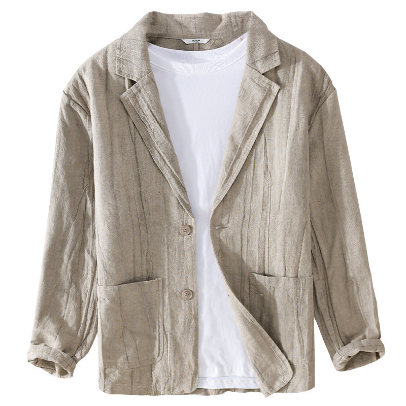 Men's Long Sleeve Linen Loose And Simple Shirt Coat