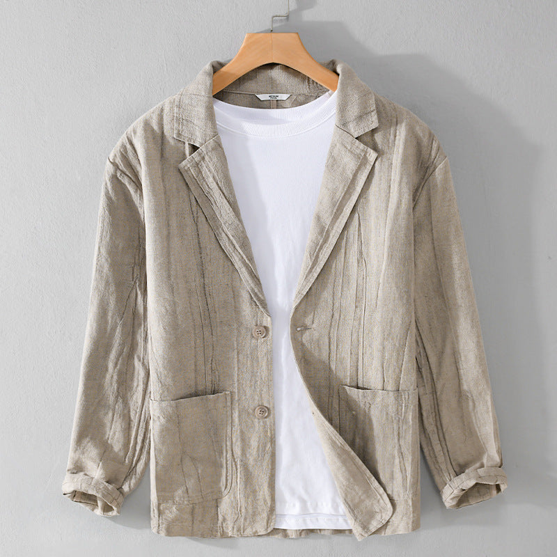 Men's Long Sleeve Linen Loose And Simple Shirt Coat