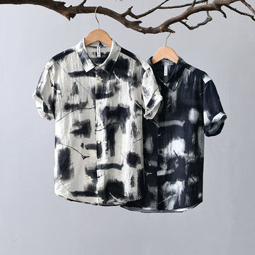 Men's Japanese Personality Printed Short-sleeved Shirt