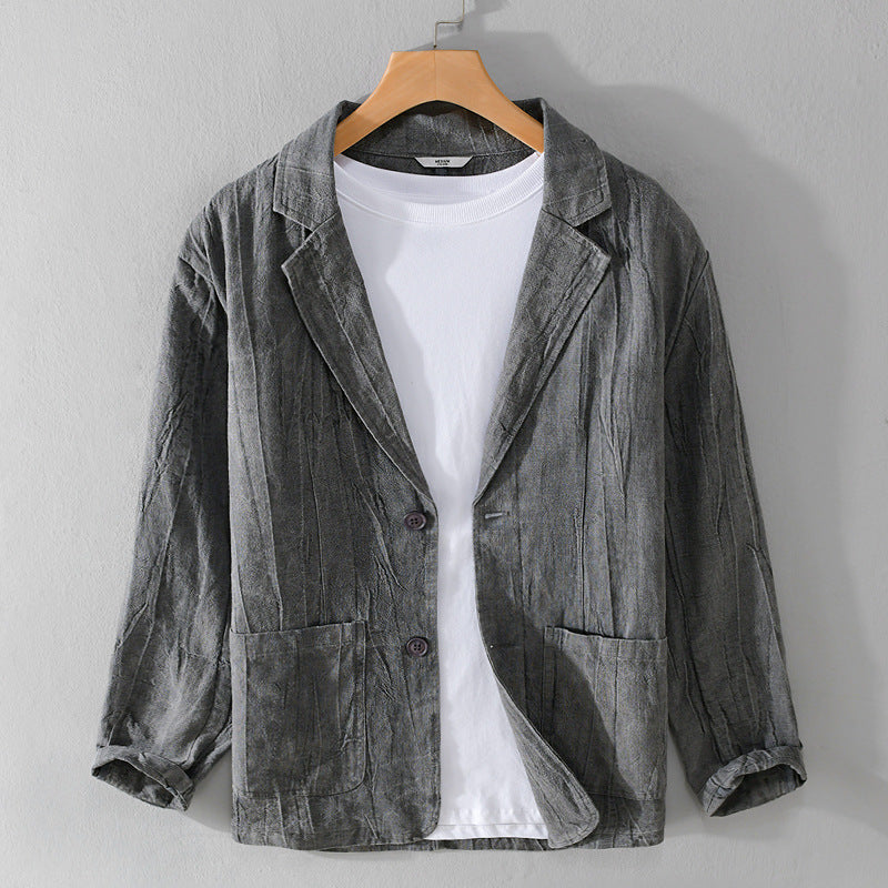 Men's Long Sleeve Linen Loose And Simple Shirt Coat