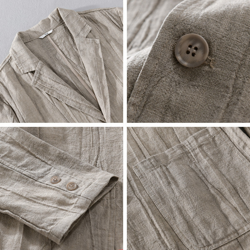 Men's Long Sleeve Linen Loose And Simple Shirt Coat